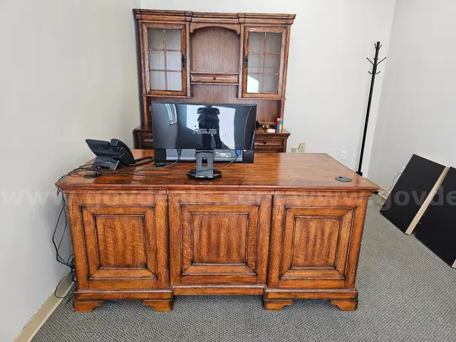 Solid Wood Office Furniture Suite – Desk, Hutch, Cabinet & Chair
