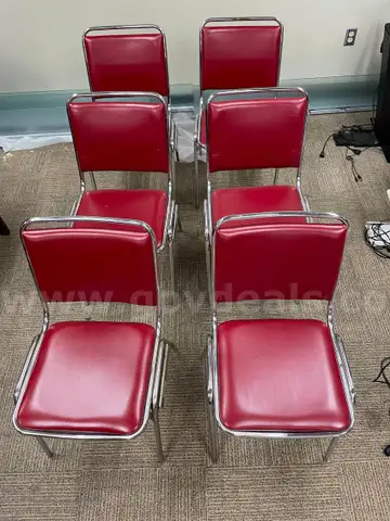 Metal Chairs with Vinyl Back and Seat Lot of 6