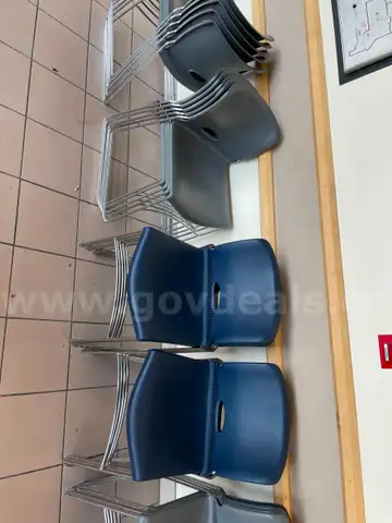 Stackable  Gray  &#x26; Blue Chairs Lot of (42)