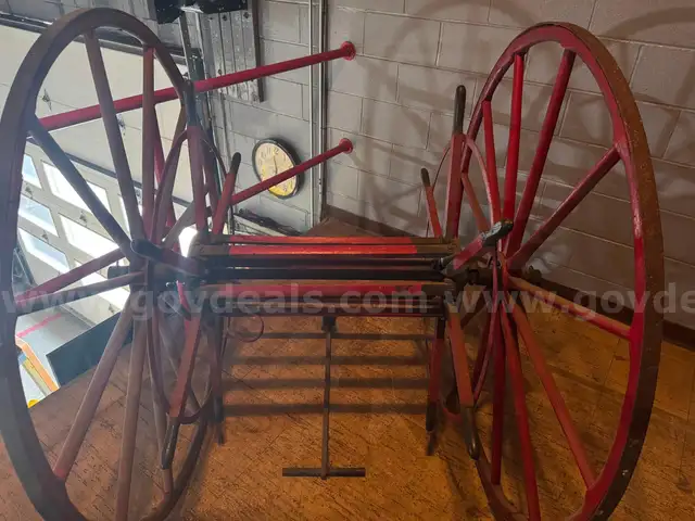 Wooden fire hose cart