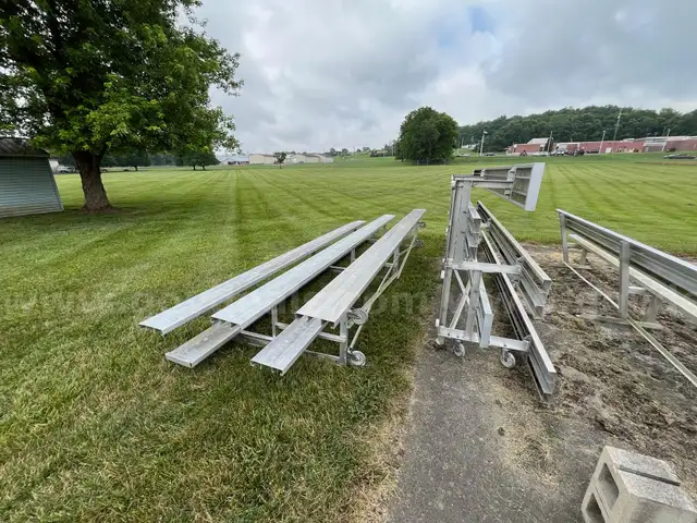 2 Aluminum Bleachers and 2 Aluminum Benches
