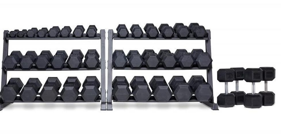 100LB Rubber Coated Hex Dumbbell Weight Set | AllSurplus | Pittston