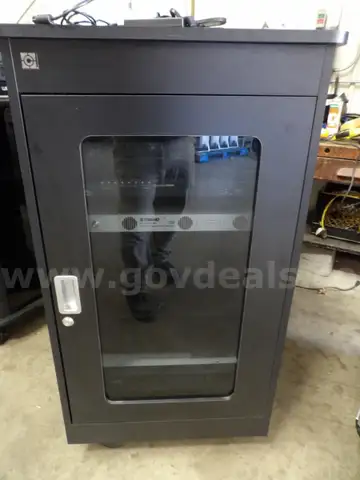 Streaming Media Set Up with Tower on Wheels