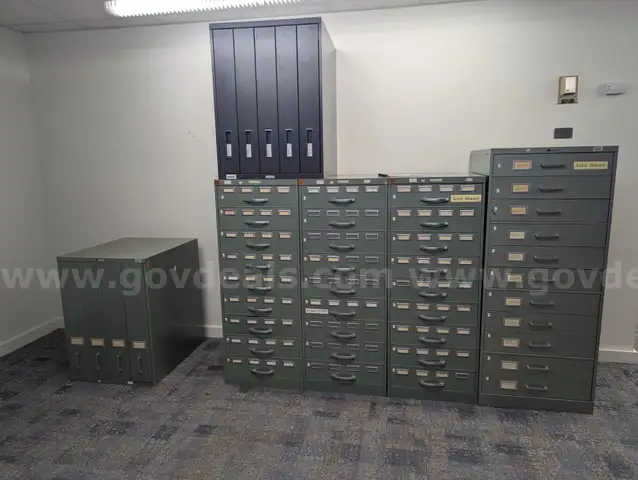 Lot of 6 metal microfilm cabinets