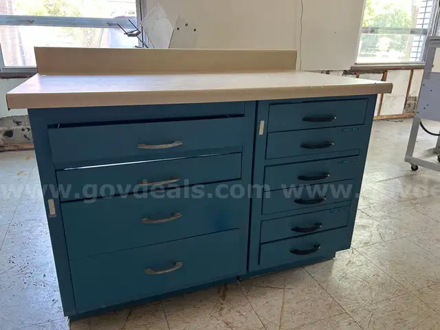 Blue Laboratory Storage Cabinet Desk