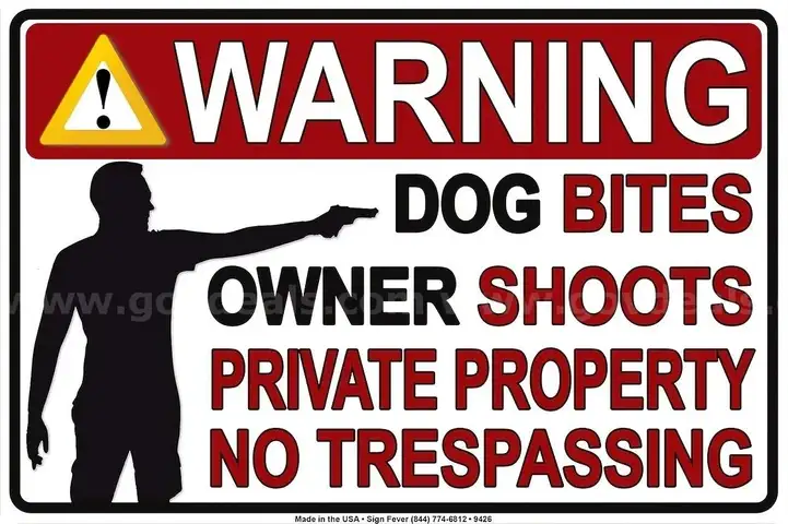 NO TRESPASSING DOG BITES / OWNER SHOOTS WARNING SECURITY METAL SIGN - CAN SHIP!!