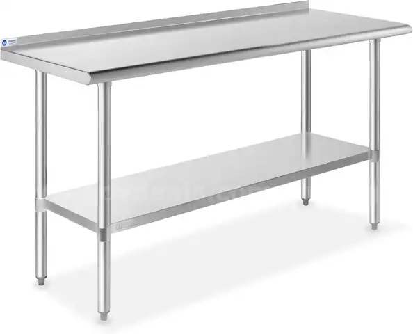 Stainless Steel Kitchen Prep Table 60 x 24 Inches with Backsplash &#x26; Under Shelf - CAN SHIP!!