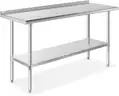 Stainless Steel Kitchen Prep Table 60 x 24 Inches with Backsplash &#x26; Under Shelf - CAN SHIP!!
