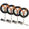 SET OF 4 BRAND NEW HEAVY DUTY TIRE TIE DOWN STRAPS TOW TOWING FLATBED OFF ROAD - CAN SHIP!!