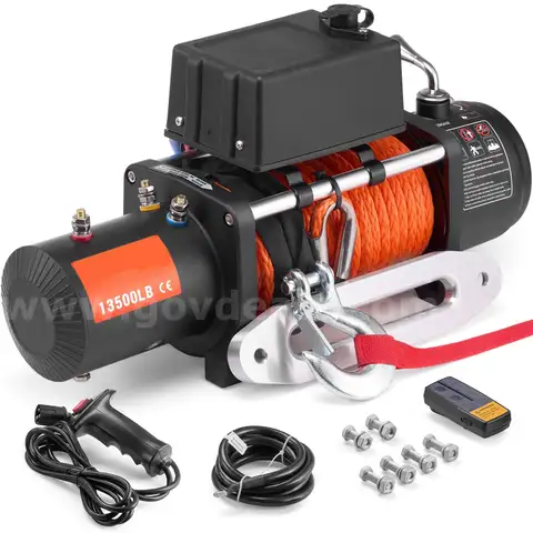 BRAND NEW 13,500 LB WINCH WITH REMOTE &#x26; SYNTHETIC ROPE JEEP OFF ROAD TOW TRUCK - CAN SHIP!!!