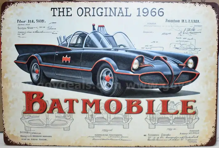 1966 BATMOBILE BATMAN BAT MAN DC COMICS METAL SIGN GEORGE BARRIS - CAN SHIP!!