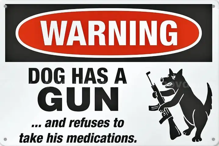 NO TRESPASSING DOG HAS A GUN WARNING SECURITY METAL SIGN - CAN SHIP!!