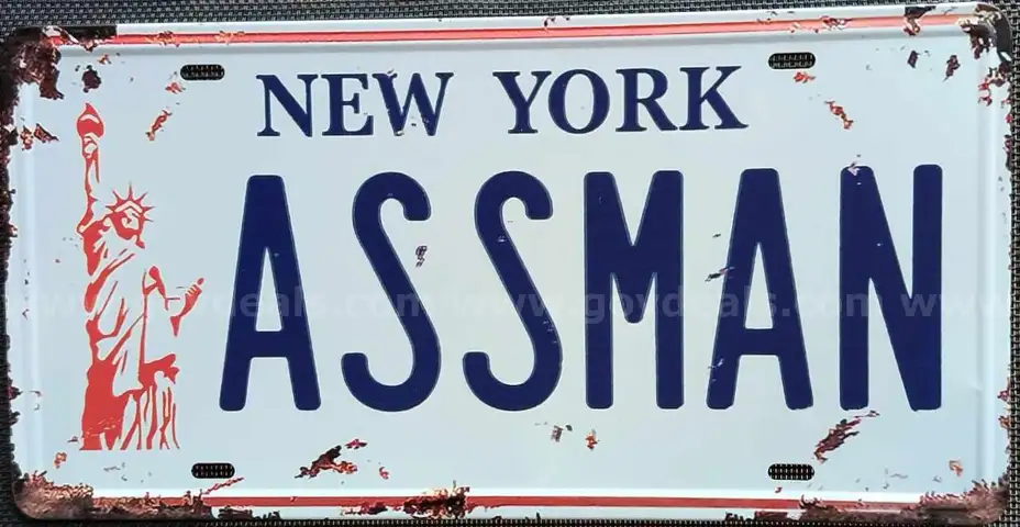 JERRY SEINFELD COSMO KRAMER ASSMAN LICENSE PLATE - CAN SHIP!!
