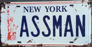 JERRY SEINFELD COSMO KRAMER ASSMAN LICENSE PLATE - CAN SHIP!!