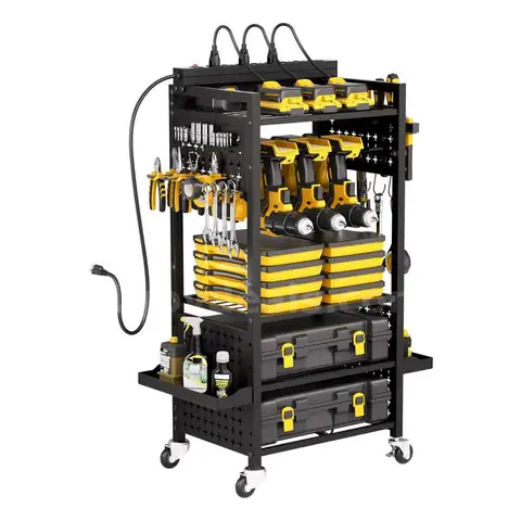 BRAND NEW 5 TIER POWER TOOL CART WITH MULTI OUTLET PLUG POWER STRIP - CAN SHIP!!!