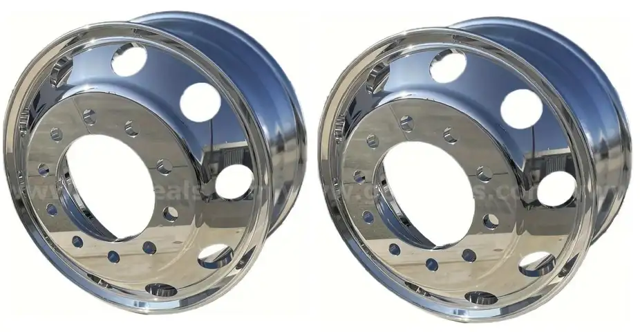 BRAND NEW PAIR OF ALUMINUM TRACTOR TRAILER TRUCK RIMS - WHEELS - CAN SHIP!!!