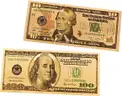 SEVEN GOLD COLORED HOLOGRAPHIC US U.S. UNITED STATES BILLS - WILL SHIP!! MA