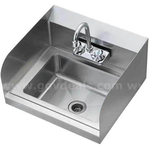 BRAND NEW STAINLESS STEEL COMMERCIAL BAR HAND WASH SINK WITH FAUCET AND SPLASH GUARDS - CAN SHIP!!!