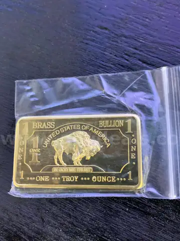 ONE 1 OZ OUNCE BRASS BULLION - CAN SHIP!! MA