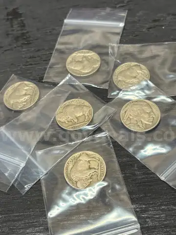 LOT OF SIX U.S. UNITED STATES BUFFALO NICKELS COINS MONEY CURRENCY - WILL SHIP!! MA