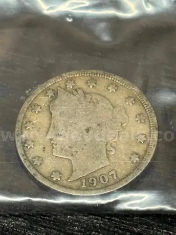 VINTAGE US U.S. UNITED STATES V NICKEL 1907 COIN MONEY CURRENCY - WILL SHIP!! MA