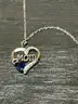 "MOM" WITH BLUE STONE SILVER COLORED NECKLACE JEWELRY - CAN SHIP!! MA