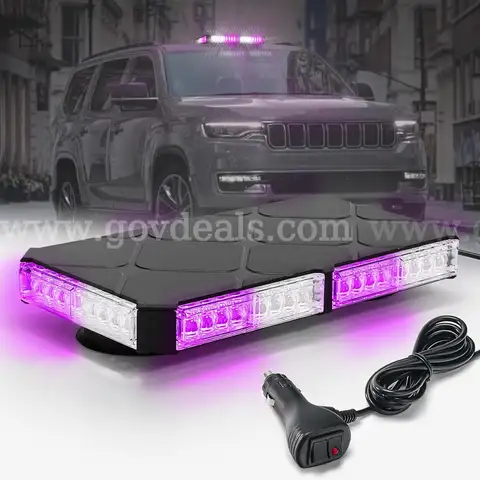 BRAND NEW PURPLE / WHITE LED MAGNET MOUNT MINI LIGHT BAR LIGHTBAR FIRE EMS POLICE SECURITY FUNERAL - SHIP ONLY