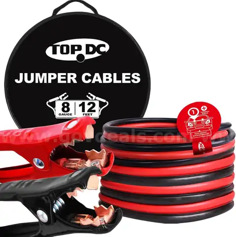 BRAND NEW HEAVY DUTY 8 GAUGE 12 FOOT BATTERY BOOSTER JUMPER CABLES - CAR AUTO TRUCK MOTORCYCLE BIKE - SHIP ONLY