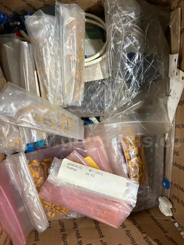 BOX LOT OF NEW OLD STOCK PCB CIRCUIT BOARD COMPONENTS, CHIPS, PARTS, ETC- SHIPPING ONLY - MA