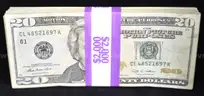 $2,000 BUNDLE OF AGED $20 BILLS FILM / T.V. / MOVIE MONEY CASH CURRENCY - SHIP ONLY