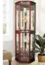 BRAND NEW, REAL WOOD, FLOOR STANDING, CHERRY, 5 SIDED, LIGHTED DISPLAY CURIO CABINET - SHIPPING ONLY
