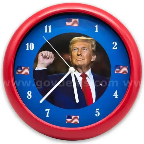 BRAND NEW 10 INCH TALKING DONALD TRUMP PRESIDENT WALL CLOCK - SHIP ONLY