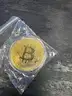 BITCOIN TOKEN GOLD COLORED COIN IN PLASTIC CASE - SHIPPING ONLY - MA