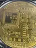 BITCOIN TOKEN GOLD COLORED COIN IN PLASTIC CASE - SHIPPING ONLY - MA