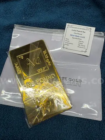 1 POUND GOLD PLATED BAR - SHIPPING ONLY - MA