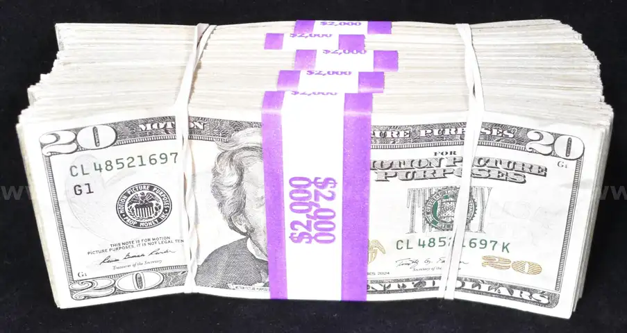 $2,000 BUNDLE OF AGED $20 BILLS REAL FILM / T.V. / MOVIE MONEY CASH CURRENCY - SHIP ONLY