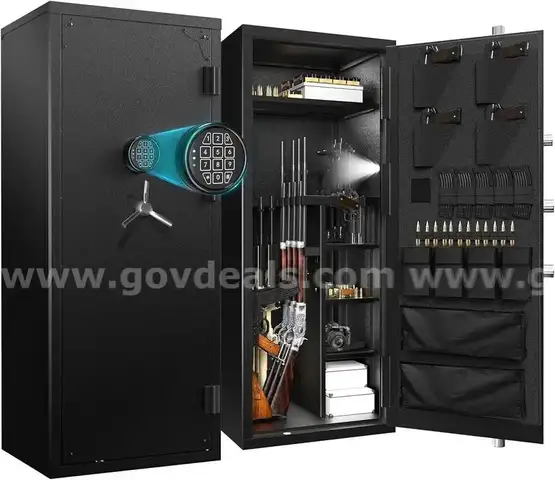 BRAND NEW HUGE 30 GUN RIFLE SAFE WITH ALARM, KEYPAD & BIOMETRIC LOCK - FLAT RATE SHIPPING - SHIPPING ONLY