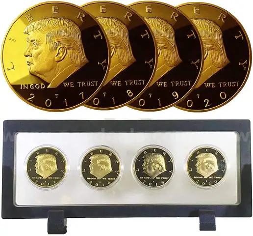 BRAND NEW SET OF FOUR 24K GOLD PLATED TRUMP 1ST TERM COMMEMORATIVE COINS - CAN SHIP!!!