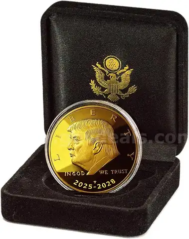 REAL 1 OUNCE 24 CARAT GOLD PLATED DONALD TRUMP AMERICAN EAGLE LIBERTY COIN - SHIP ONLY