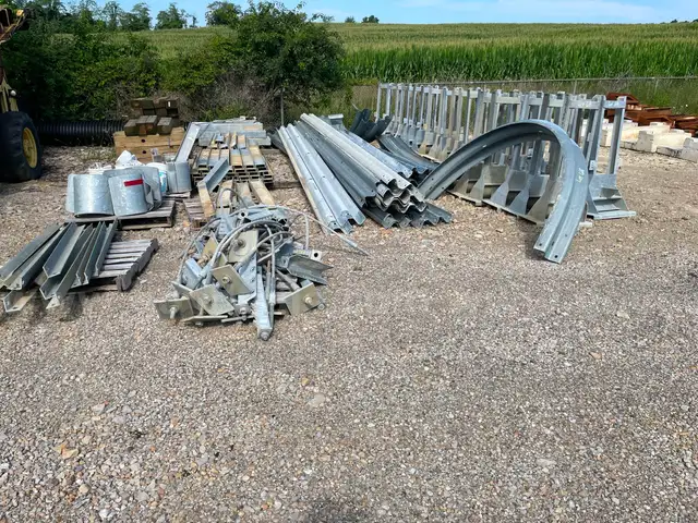 Lot of Galvanized Guard Rail and Misc. Related Parts