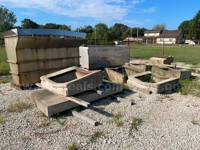 Lot of Misc. Concrete Basins, Headwalls, and (2) Brine Tanks