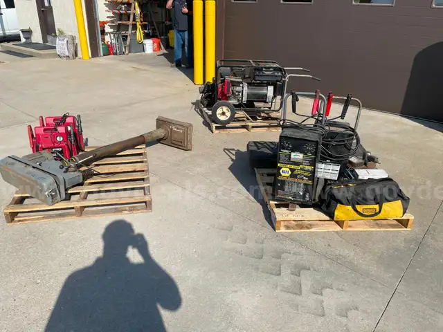 LOT OF GENERATOR, DRILL PRESS, MISC DIAGNOSTIC TOOLS, BATTERY CHARGERS