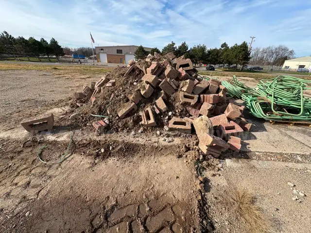 retaining wall cinder blocks, redish in color