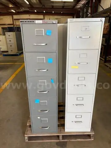 Lot of 3 Metal File Cabinets - 5-Drawer - 15 x 26.5 x 60