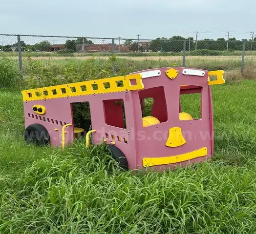 Fire truck play set, plastic, fiberglass, aluminium, and steel