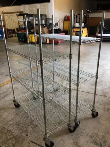Shelving, wire, wheeled, lot of 2