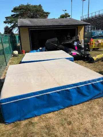 Lot of High Jump Pads and Standards