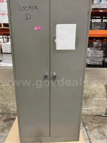 Two-Door Upright Metal Storage Cabinet with Contents