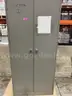 Two-Door Upright Metal Storage Cabinet with Contents