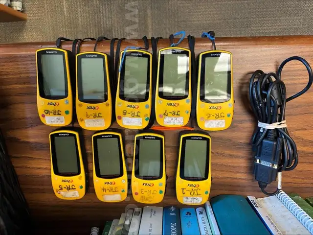 &#x1F9ED; Lot of 9 Garmin eTrex Handheld GPS Units &#x2013; With Charging Cable &#x1F9ED;